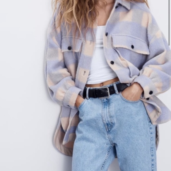 Zara Purple Plaid Overshirt - Picture 6 of 13